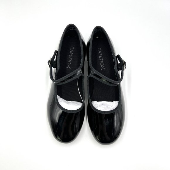 Capezio Womens Size 6 6M 3800 Mary‎ Jane Black Patent Buckled Dance Tap Shoes - Picture 2 of 14
